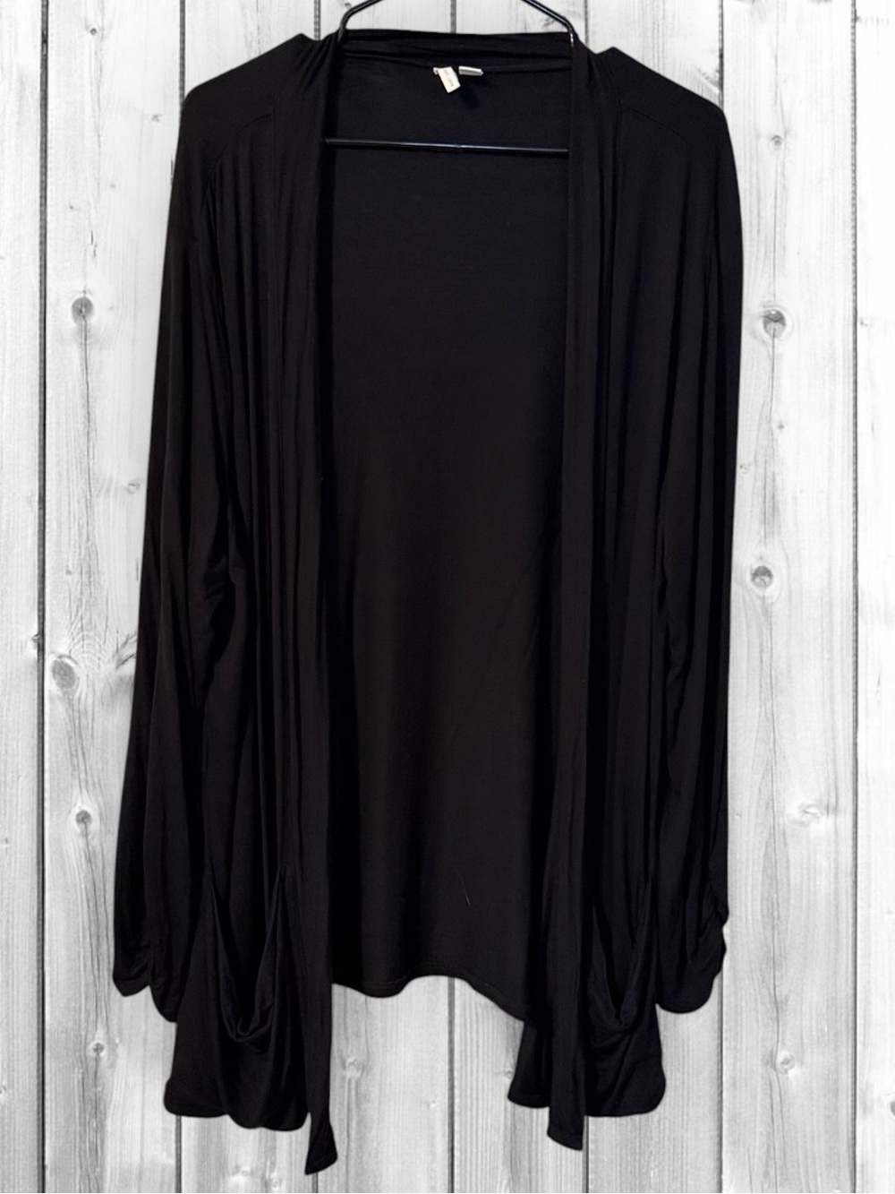 🌼Cato Black Open-Front Draped Women's Cardigan